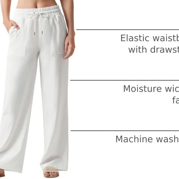 Women's White Linen Pants - Picture 3 of 9